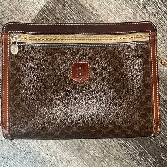 Celine Brown Clutch with Patterned Design - Picture 1 of 16
